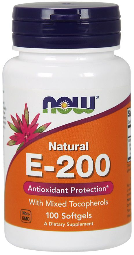 NOW Foods E-200 D-alpha Tocopheryl 100softgels. Witamina E