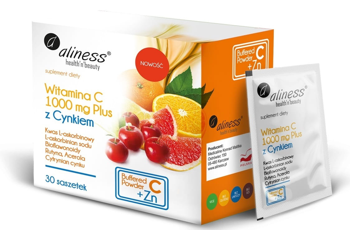 Aliness Witamina C 1000mg z Cynkiem 30sasz. Odporność
