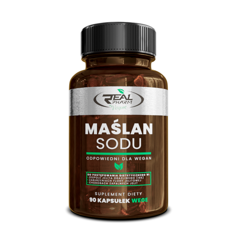 Real Pharm Maślan Sodu 600mg 90vkaps. Kwas Masłowy Wsparcie Jelit