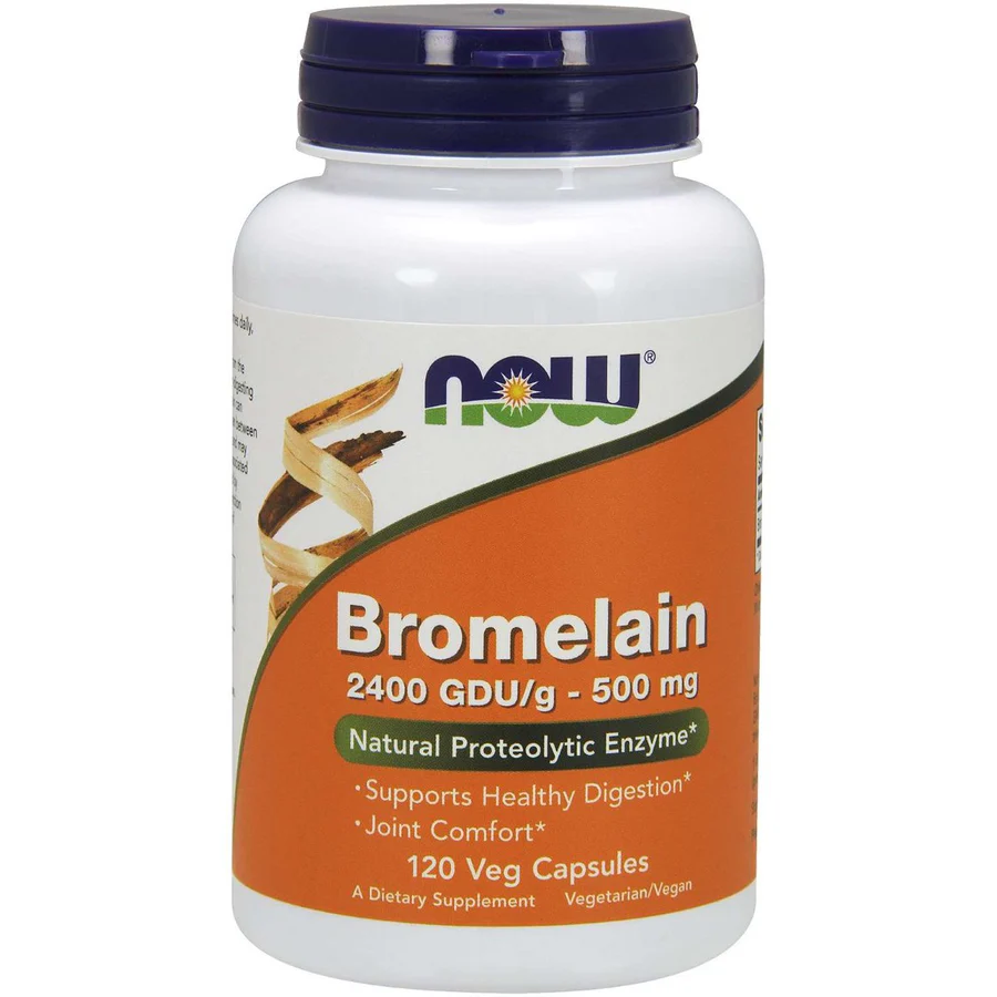 Now Foods Bromelain 2400GDU/g 500mg 120vkaps. Bromelaina Enzym Układ trawienny