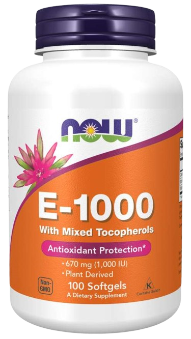NOW E 1000 With Mixed Tocopherols 100softgels Tokoferole Witamina E