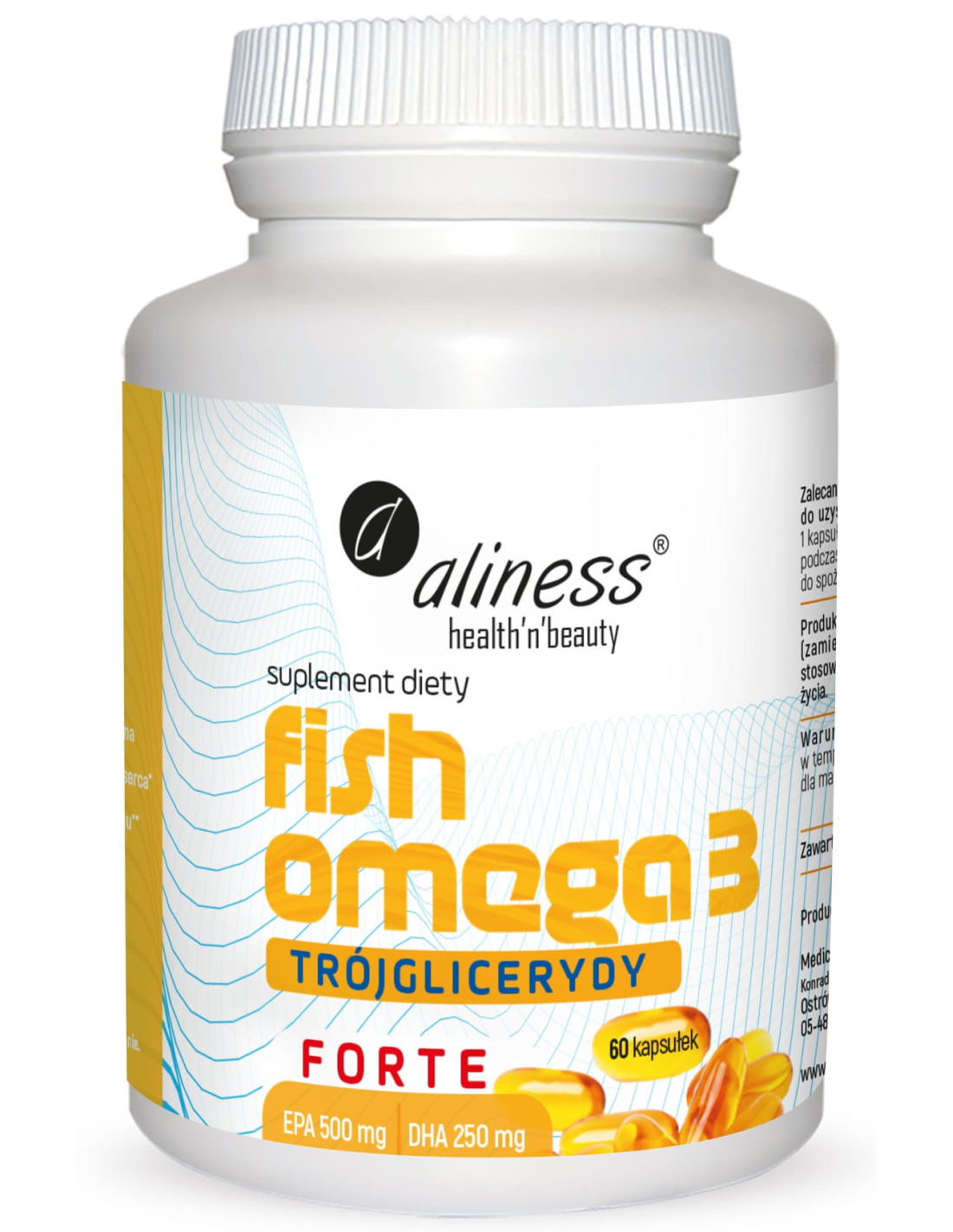 Aliness Fish Omega 3 FORTE Trój. 500/250mg - 60kap