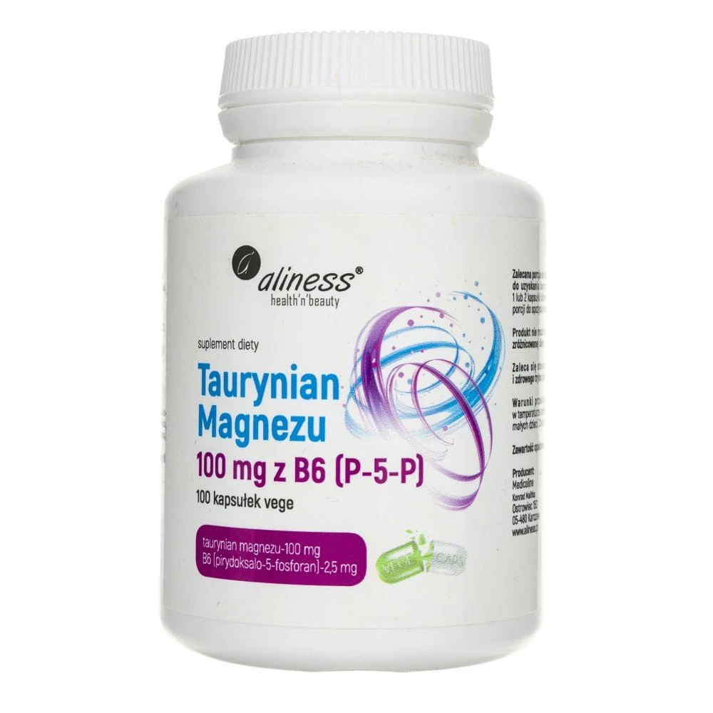 Aliness Taurynian Magnezu 100mg z B6 100kaps. Magnez Taurynian