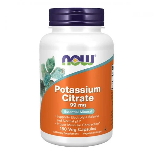 NOW Foods Potassium Citrate 99mg 180vcaps. Cytrynian Potasu