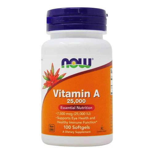 NOW Foods Vitamin A 25000IU 100softgels Witamina A Skóra Wzrok