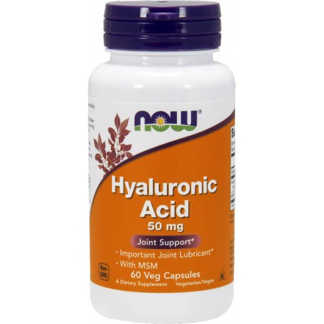 NOW Foods Hyaluronic Acid with MSM 50mg 60caps. Kwas Hialuronowy