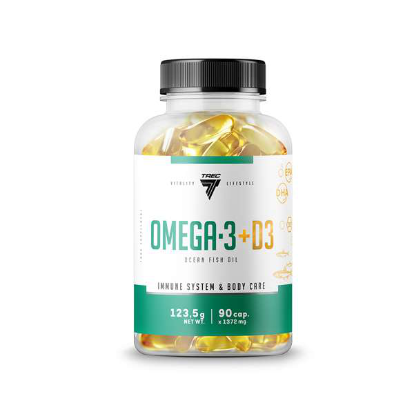 Trec Vitality Omega 3 + D3 90kaps. Kwasy tłuszczowe EPA DHA