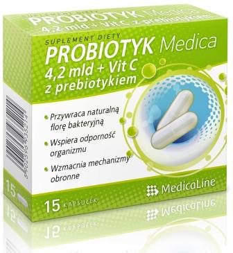 Medica Probiotyk 4,2mld + Vit C 15kaps. Probiotyk z Prebiotykiem
