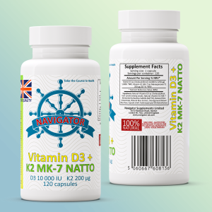 Navigator Vitamin D3 10000IU + K2 200mcg - 120vcap