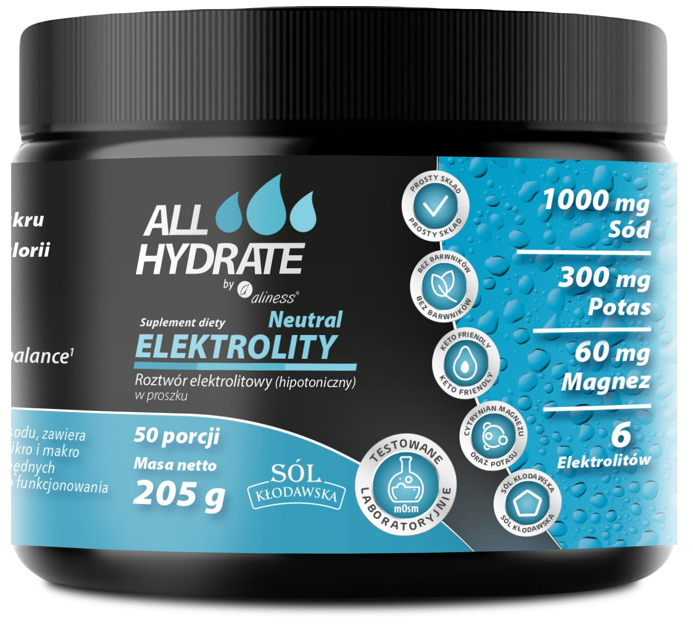 Aliness ALLHydrate Elektrolity 205g - Naturalny